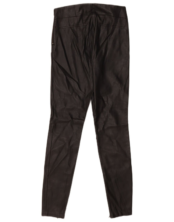 Zara Womens Trafaluc Faux Leather Leggings UK 8 Small Black Polyester