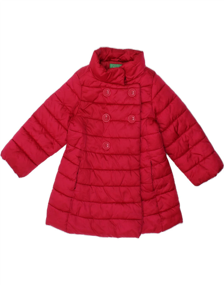 BENETTON Baby Girls Double Breasted Padded Coat 18-24 Months Pink Vintage Benetton and Second-Hand Benetton from Messina Hembry 