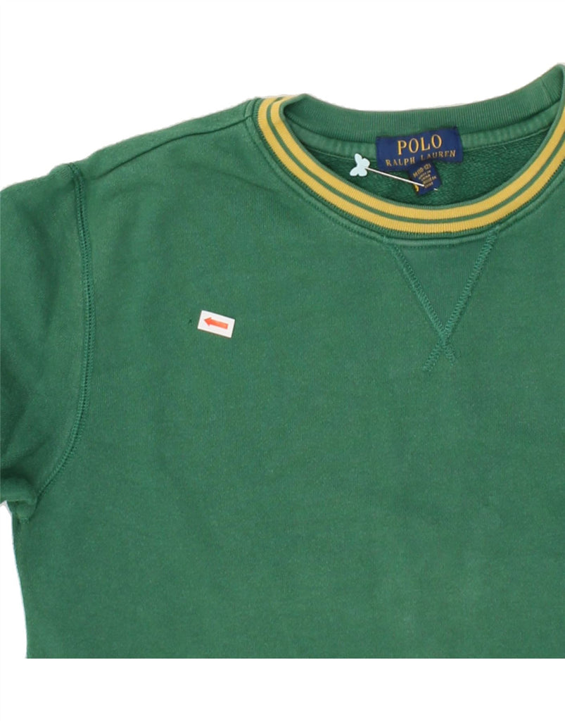 POLO RALPH LAUREN Boys Sweatshirt Jumper 10-11 Years Medium Green Cotton | Vintage Polo Ralph Lauren | Thrift | Second-Hand Polo Ralph Lauren | Used Clothing | Messina Hembry 