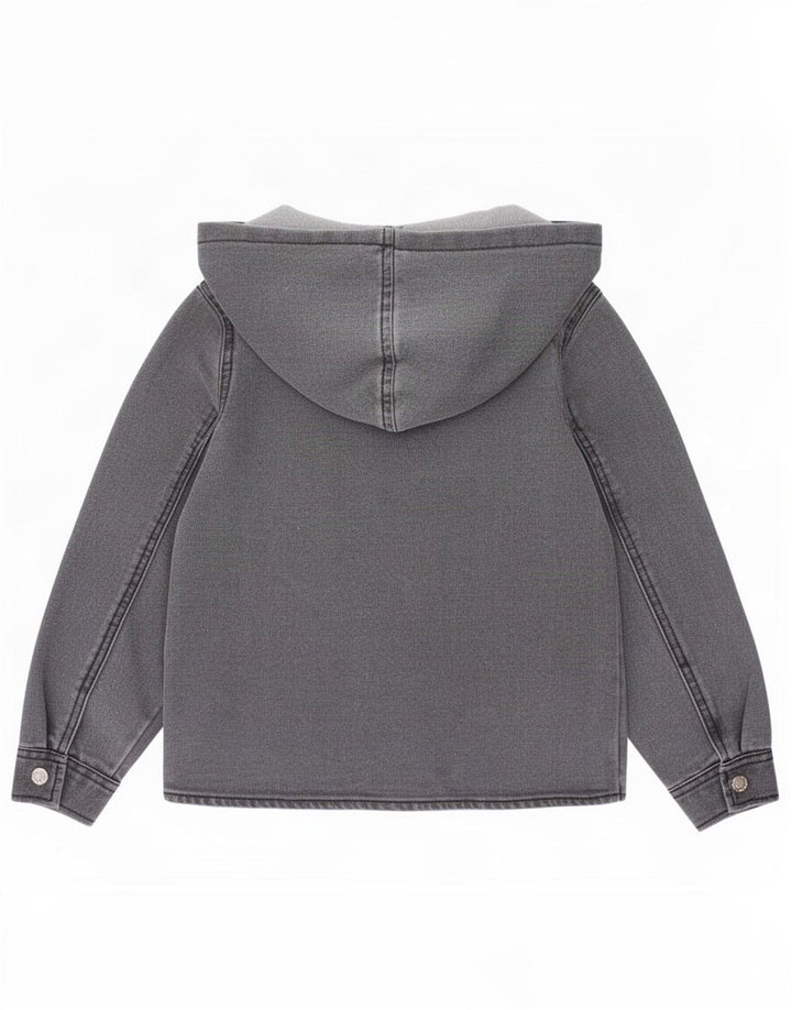 Dkny Boys Hooded Denim Jacket 5-6 Years Grey Cotton