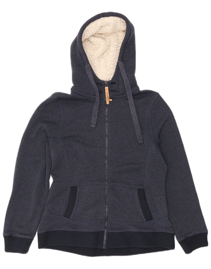 Weird Fish Womens Zip Hoodie Sweater UK 14 Large Navy Blue Polyester