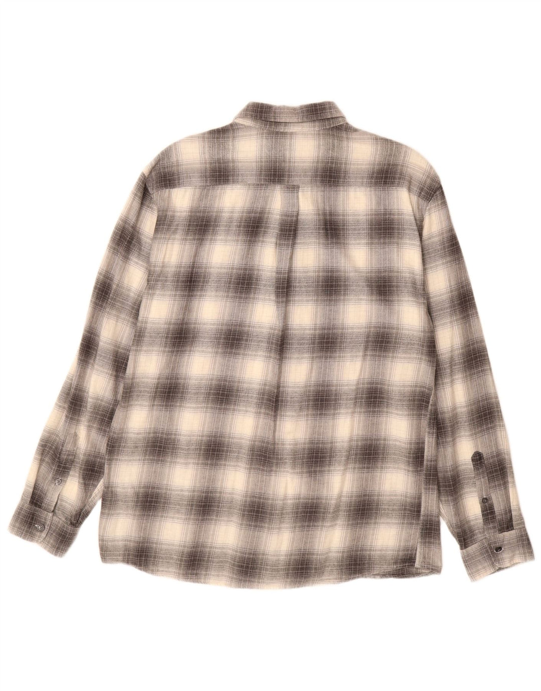 MARKS & SPENCER Mens Regular Fit Flannel Shirt Large Grey Check Cotton