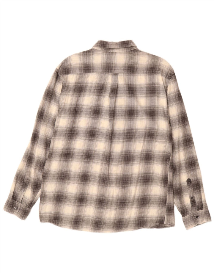 MARKS & SPENCER Mens Regular Fit Flannel Shirt Large Grey Check Cotton
