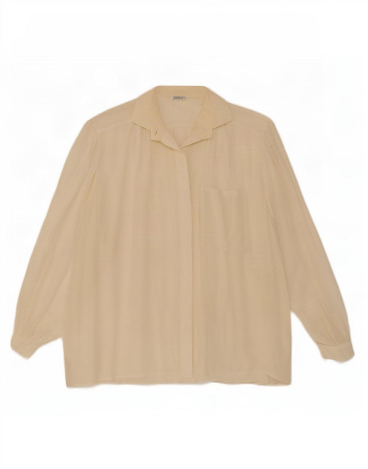 Vintage Womens Oversized Shirt Blouse UK 20 2XL Off White Silk