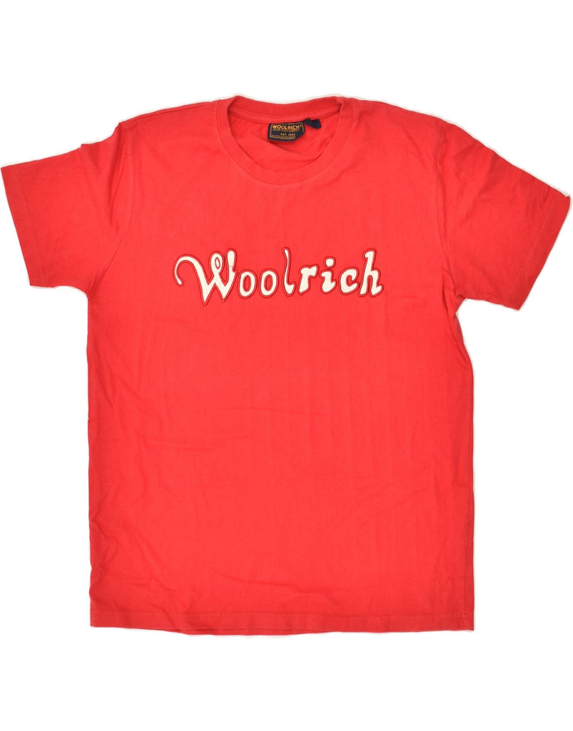 WOOLRICH Womens Graphic T-Shirt Top UK 12 Medium Red Cotton | Vintage Woolrich | Thrift | Second-Hand Woolrich | Used Clothing | Messina Hembry 