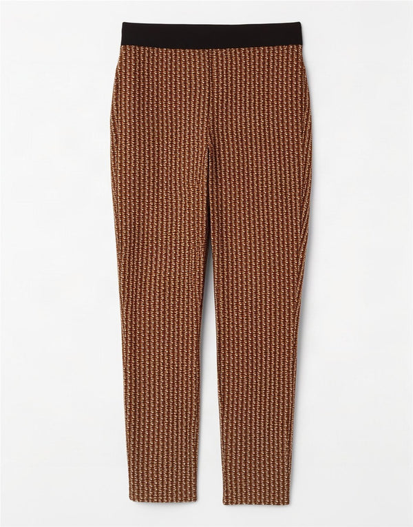 Zara Womens Slim Casual Trousers XS W24 L27 Brown Geometric