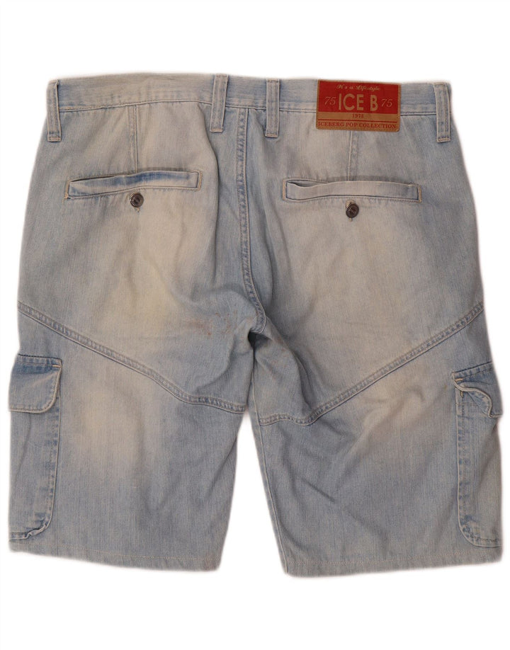 Iceberg Mens Cargo Denim Shorts W36 Large Blue Cotton