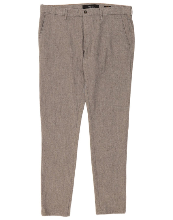 Zara Mens Slim Chino Trousers EU 42 Large W32 L30 Grey