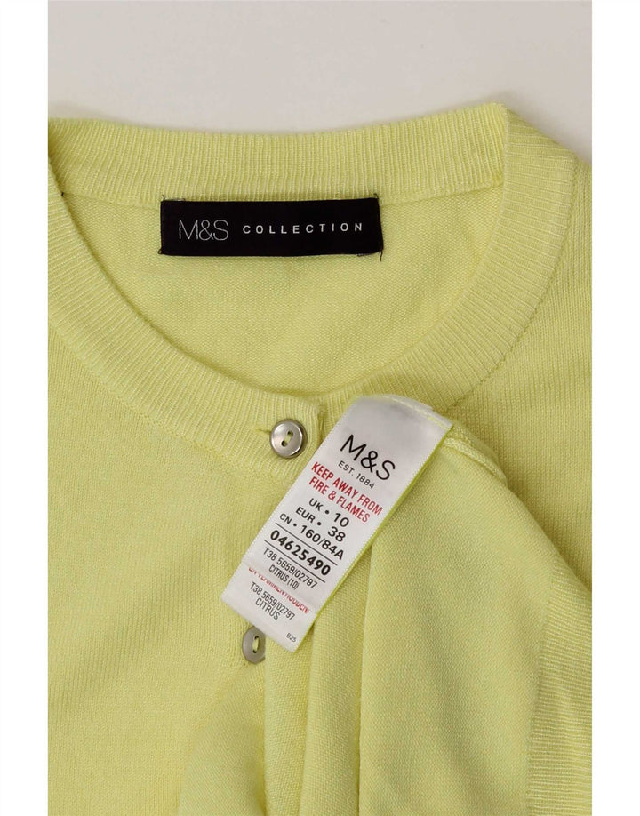 Marks & Spencer Womens Cardigan Sweater UK 10 Small  Yellow Viscose