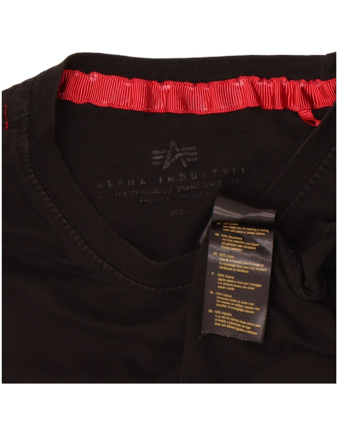 Alpha Industries Mens Graphic T-Shirt Top Small Black Cotton