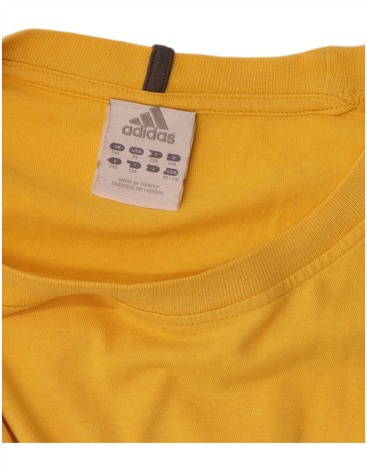 Adidas Mens T-Shirt Top 2XL Yellow Cotton