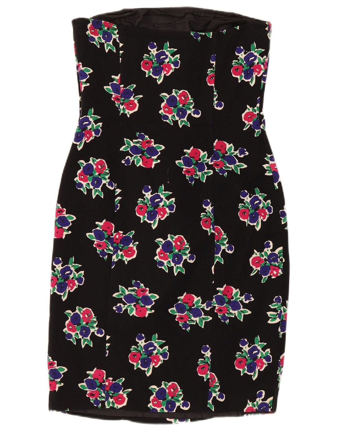 Max Mara Womens Strapless Dress UK 12 Medium Black Floral Cotton