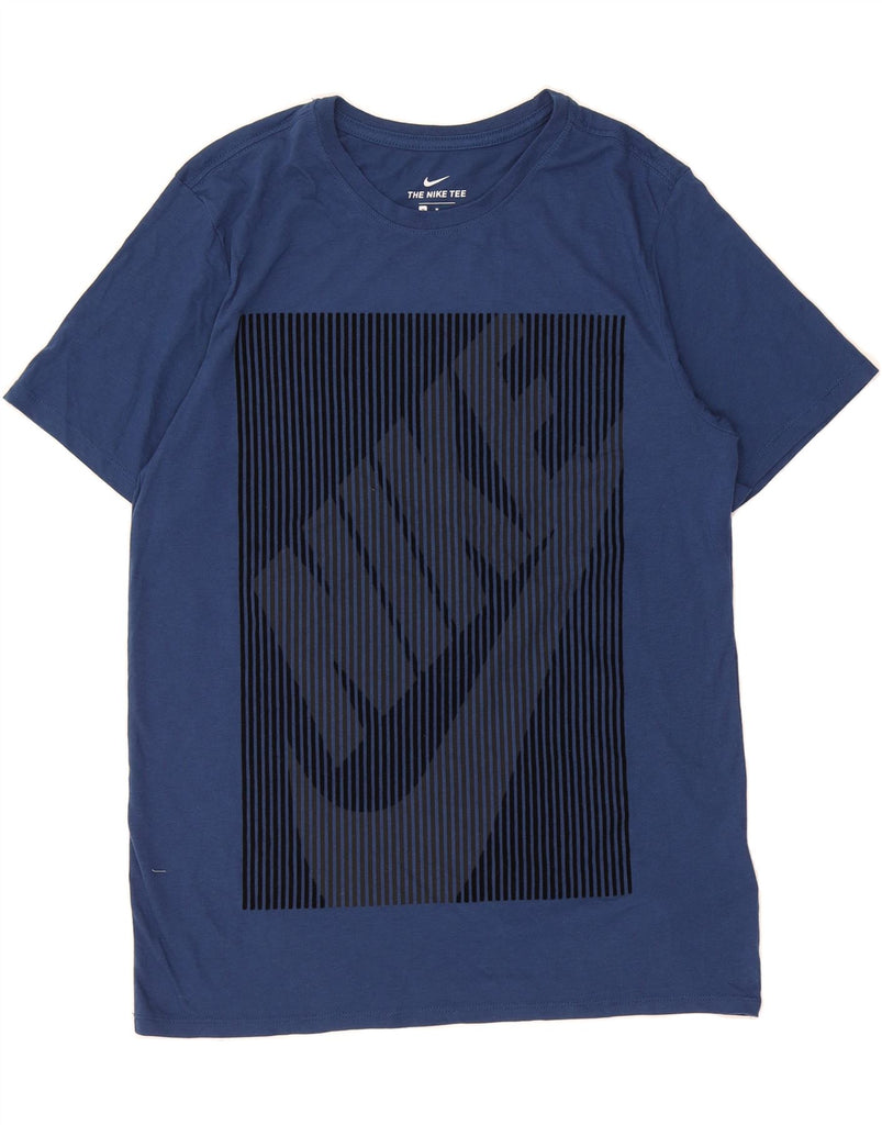 NIKE Mens Athletic Cut Graphic T-Shirt Top Medium Blue Polyester Vintage Nike and Second-Hand Nike from Messina Hembry 