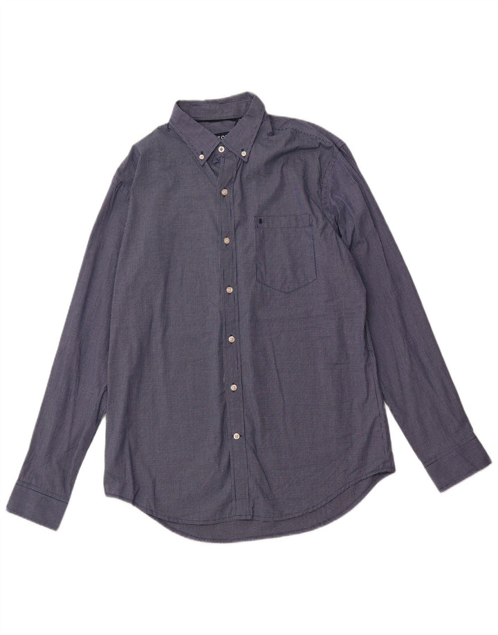 IZOD Mens Shirt Medium Navy Blue Gingham
