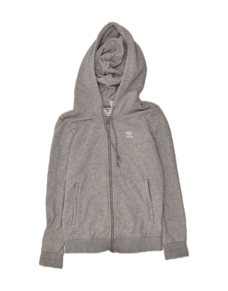 ADIDAS Womens Zip Hoodie Sweater UK 8 Small Grey Cotton | Vintage Adidas | Thrift | Second-Hand Adidas | Used Clothing | Messina Hembry 