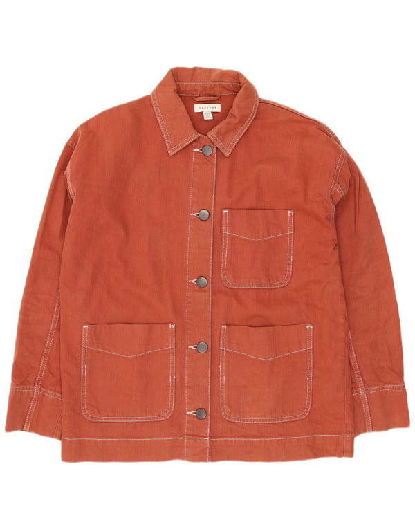 Topshop Womens Oversized Utility Jacket UK 10 Small Orange Cotton