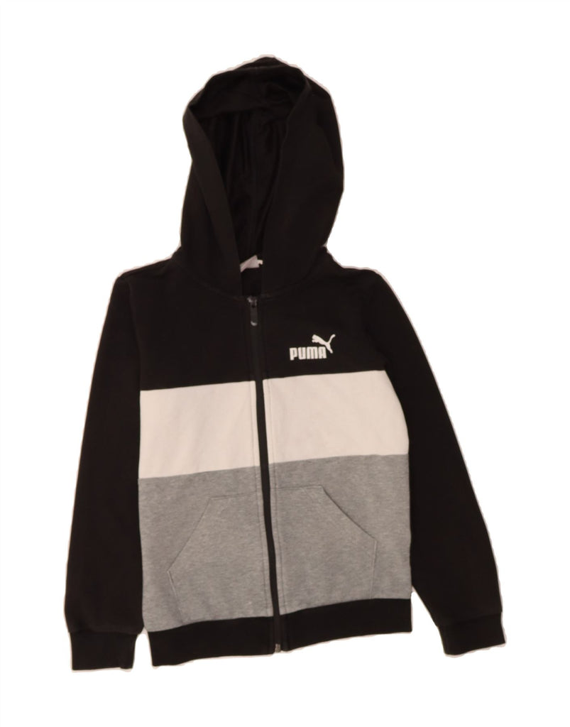 PUMA Girls Zip Hoodie Sweater 9-10 Years Grey Colourblock Vintage Puma and Second-Hand Puma from Messina Hembry 