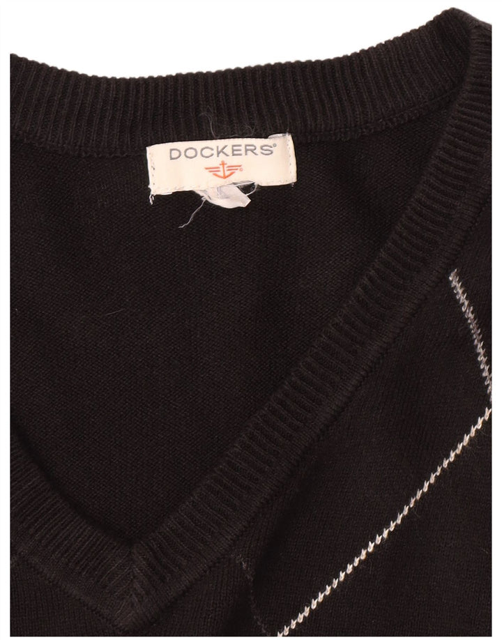 Dockers Mens Vest Tank Top XL Black Argyle/Diamond