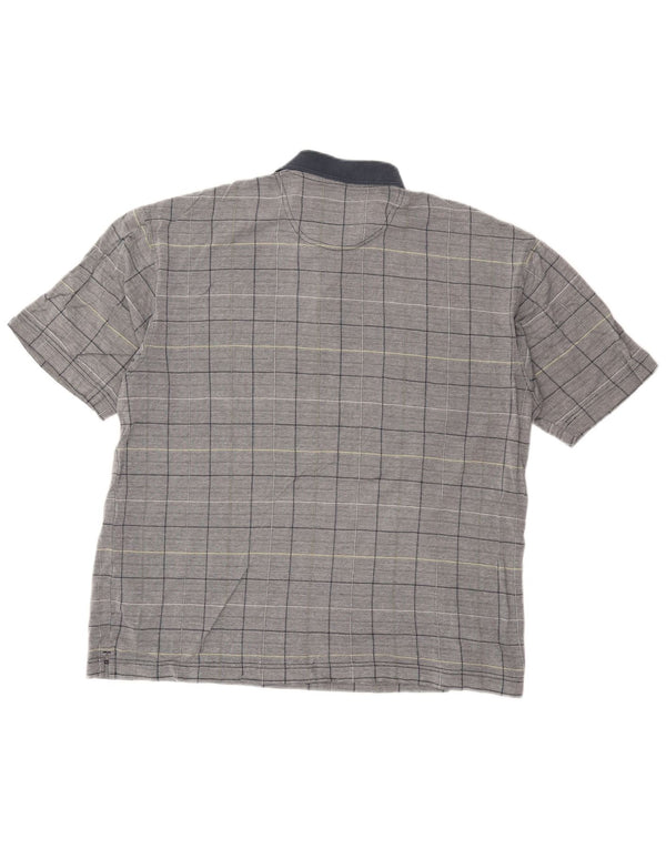 Dockers Mens Rugby Polo Shirt Large Blue Check Cotton