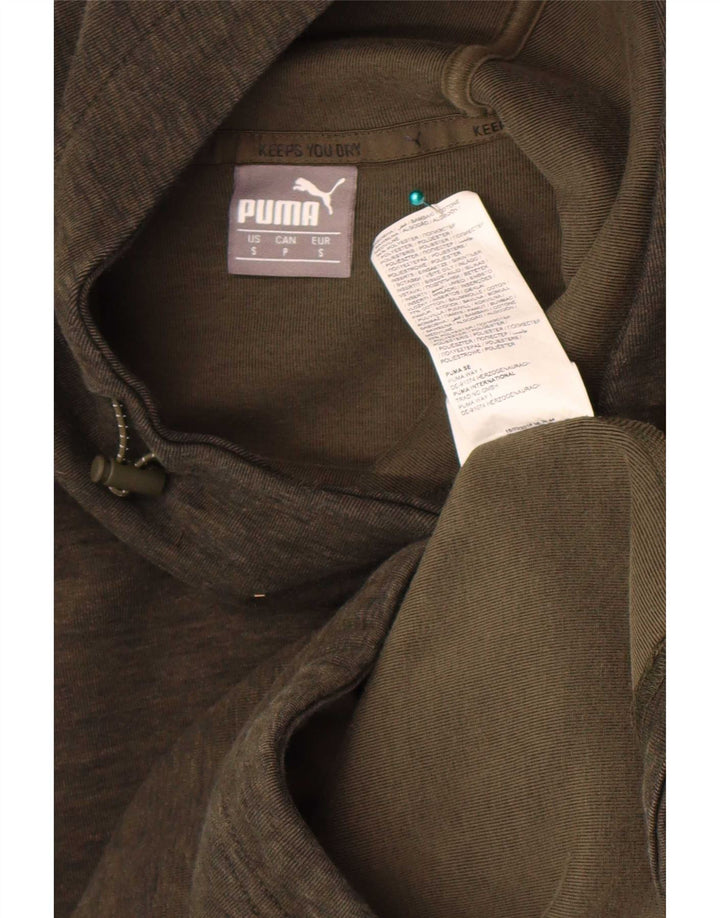 Puma Mens Hoodie Jumper Small Khaki Flecked Cotton
