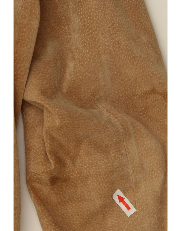 Vintage Womens Suede Jacket UK 38 Medium Beige Leather