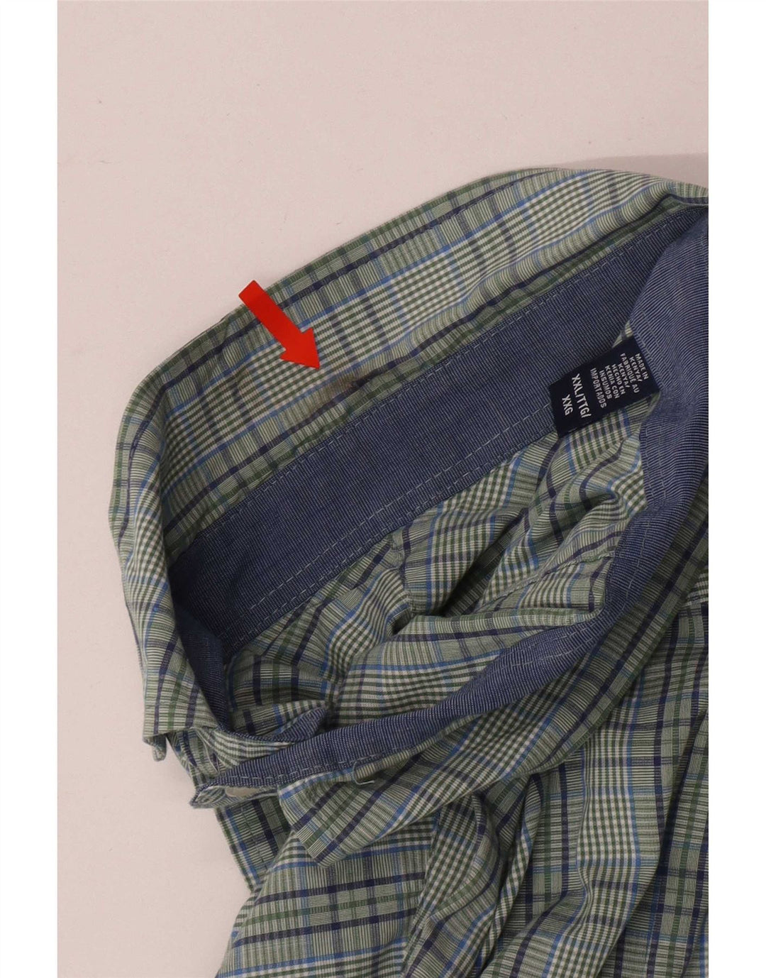 Izod Mens Regular Fit Shirt 2XL Green Check Cotton