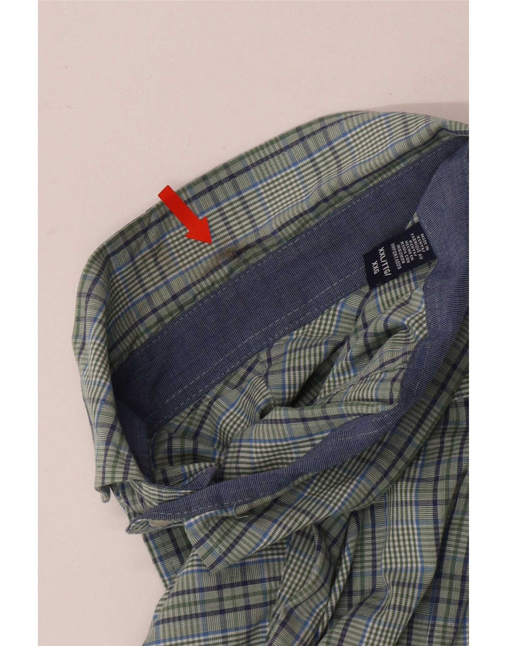 Izod Mens Regular Fit Shirt 2XL Green Check Cotton