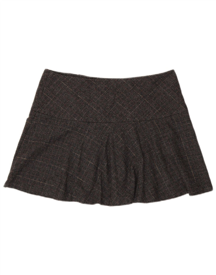 Benetton Womens Mini Skirt IT 44 Medium W34 Grey Houndstooth Virgin Wool