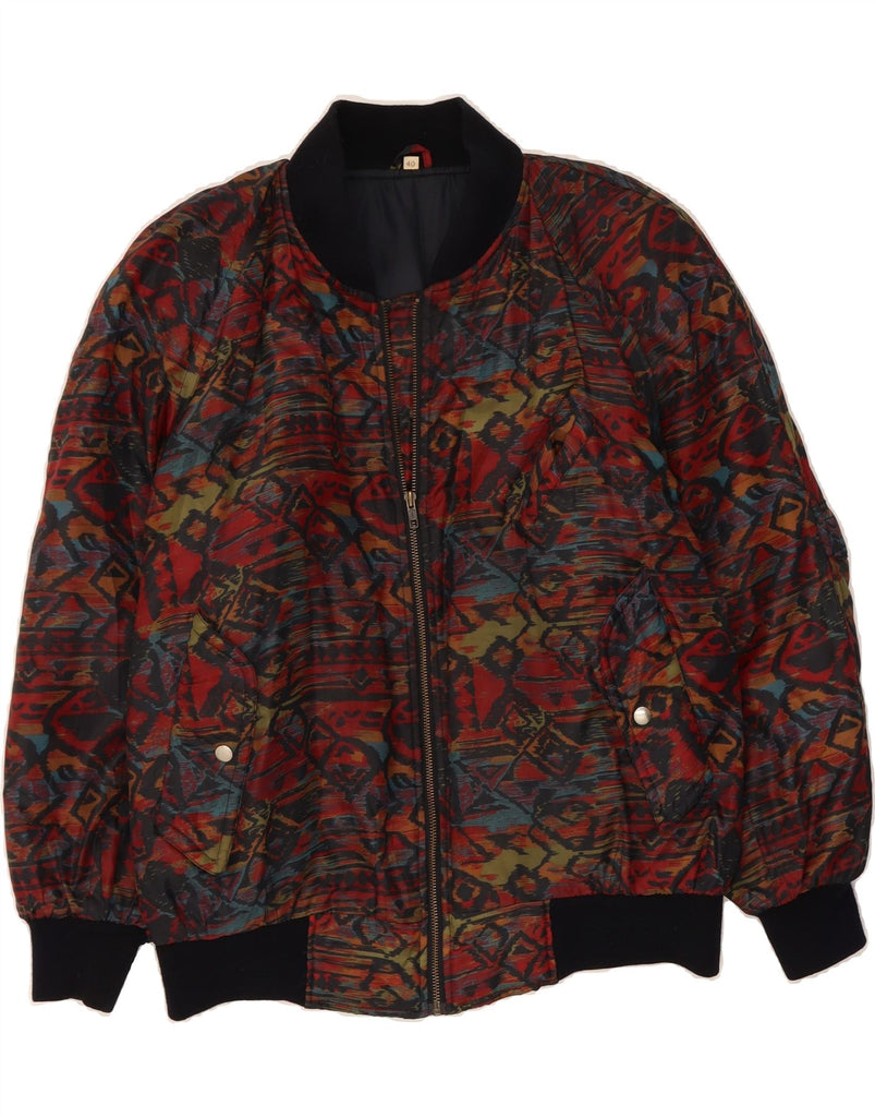 VINTAGE Mens Abstract Pattern Bomber Jacket UK 40 Large Multicoloured Vintage Vintage and Second-Hand Vintage from Messina Hembry 