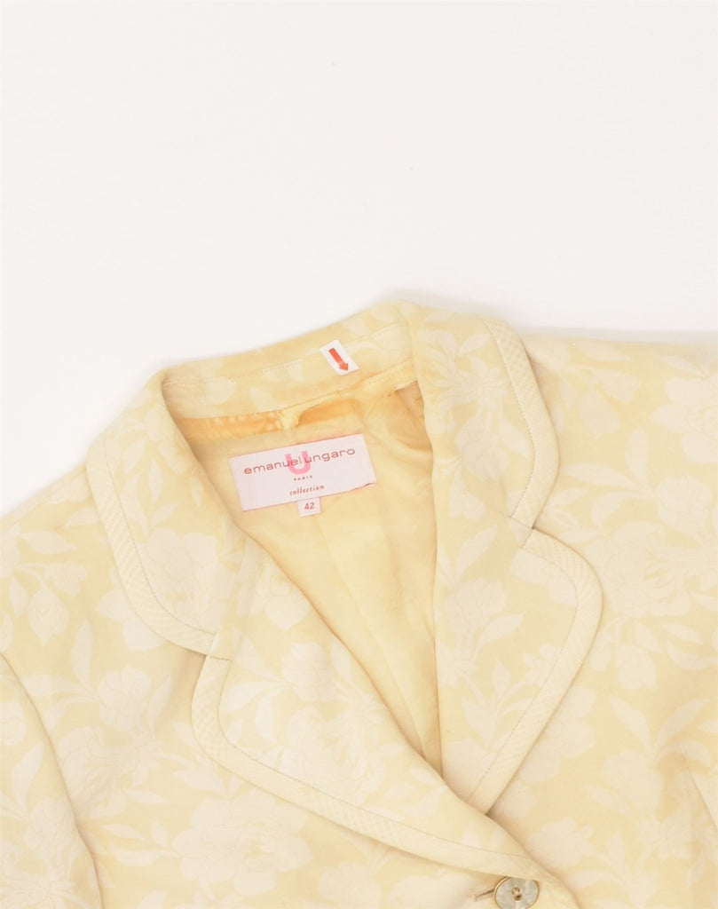 EMANUEL UNGARO Womens 3 Button Blazer Jacket IT 42 Medium Off White Floral | Vintage Emanuel Ungaro | Thrift | Second-Hand Emanuel Ungaro | Used Clothing | Messina Hembry 