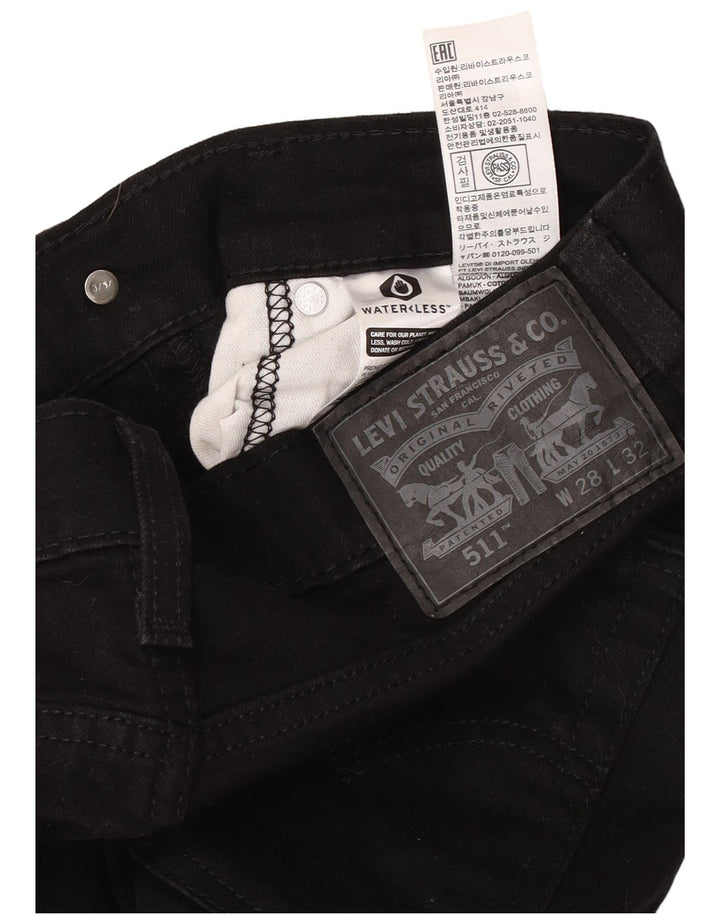 Levi's Mens 511 Slim Jeans W28 L32 Black Cotton