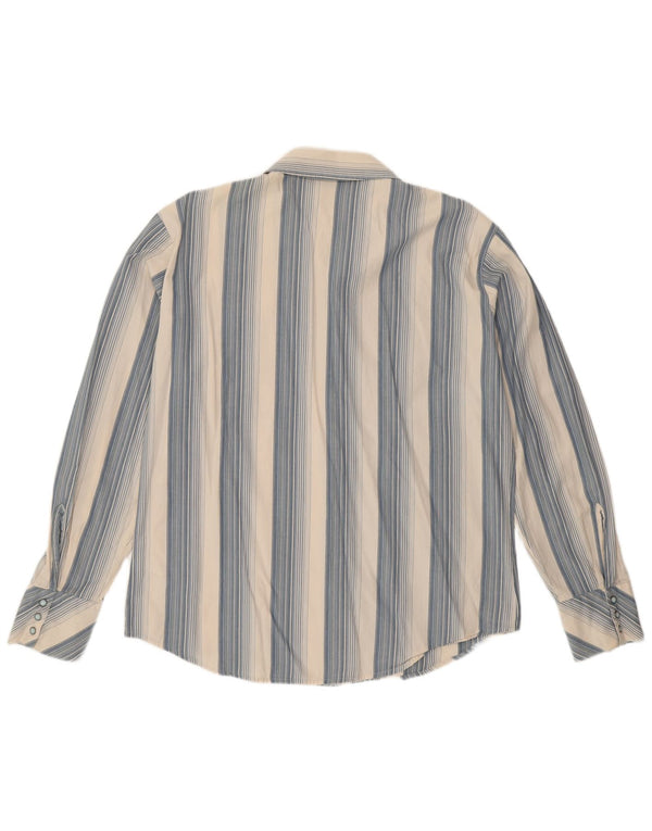 LEE Mens Shirt Large White Striped Cotton
