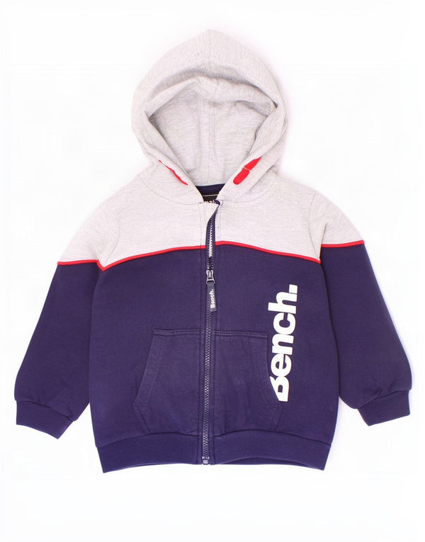 Bench Boys Graphic Zip Hoodie Sweater 4-5 Years Navy Blue Colourblock