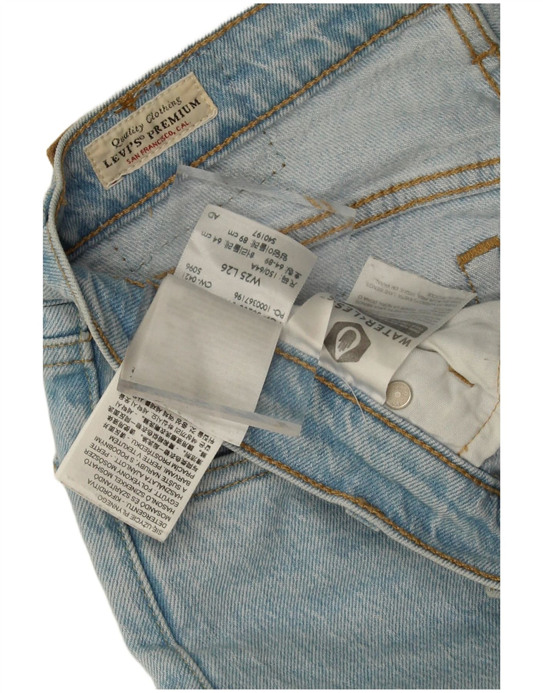 Levi's Womens 501 Straight Jeans W25 L26 Blue Cotton