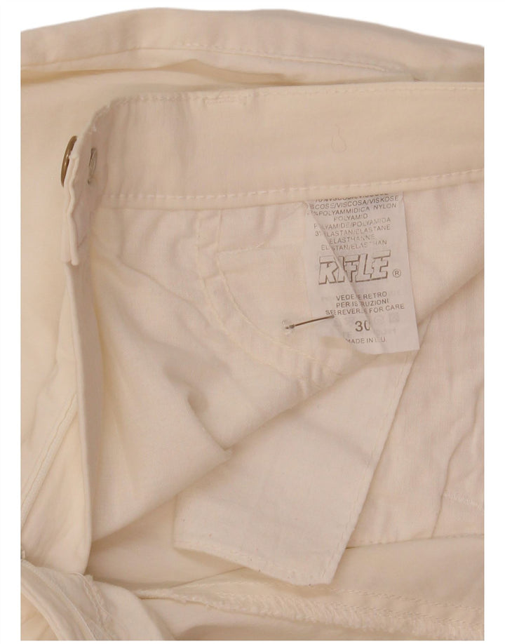 Rifle Womens Straight Capri Trousers W30 L20 White Polyamide