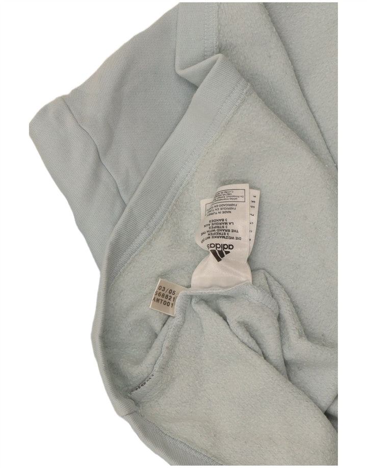 Adidas Mens Zip Neck Top Long Sleeve Medium Blue Cotton