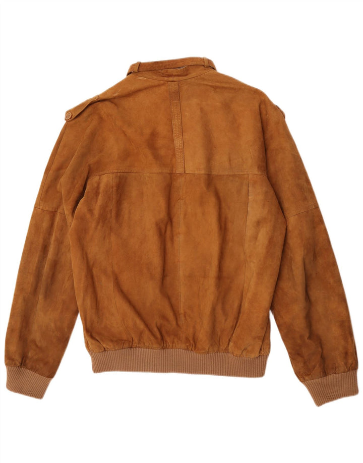 Vintage Mens Suede Bomber Jacket IT 50 Large Beige Leather