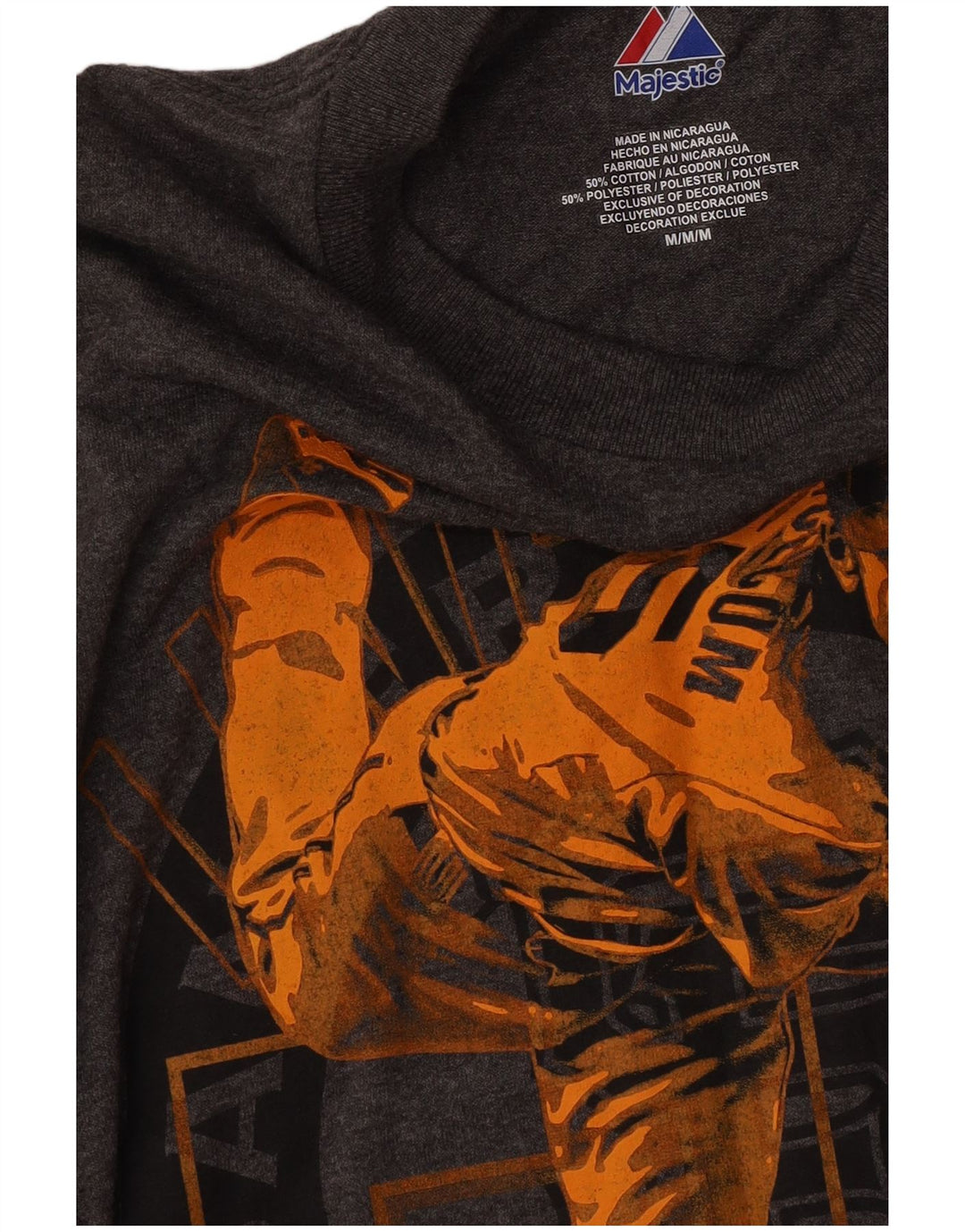 Majestic Mens Giants Graphic T-Shirt Top Medium Grey Cotton