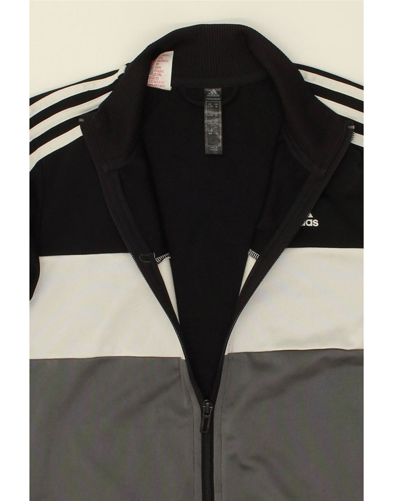 ADIDAS Boys Tracksuit Top Jacket 11-12 Years Black Colourblock Polyester | Vintage Adidas | Thrift | Second-Hand Adidas | Used Clothing | Messina Hembry 