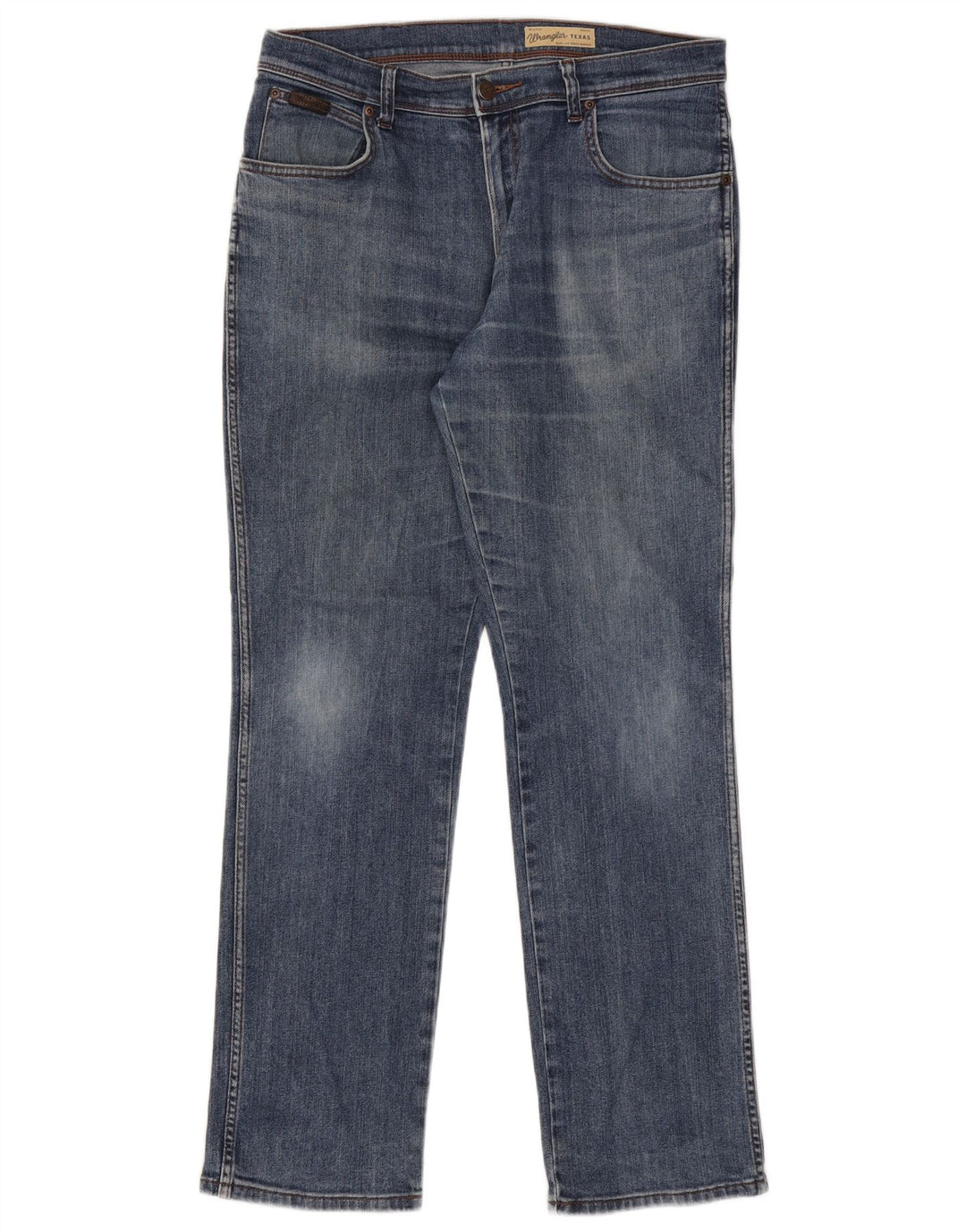 Wrangler Mens Texas Stretch Straight Jeans W34 L32 Blue Cotton