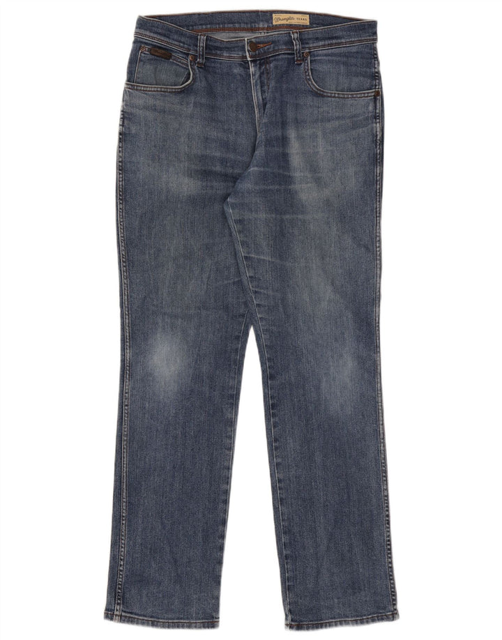 Wrangler Mens Texas Stretch Straight Jeans W34 L32 Blue Cotton