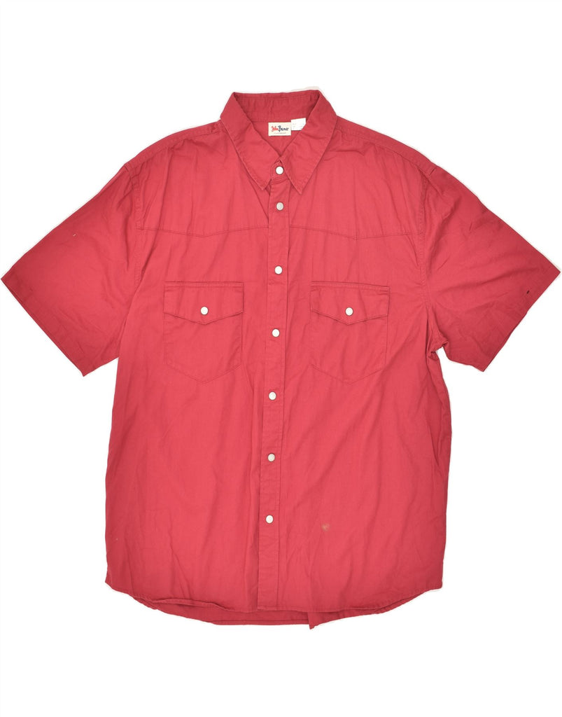 JOHN BANER Mens Short Sleeve Shirt Size 17 17 1/2 XL Red Cotton | Vintage John Baner | Thrift | Second-Hand John Baner | Used Clothing | Messina Hembry 