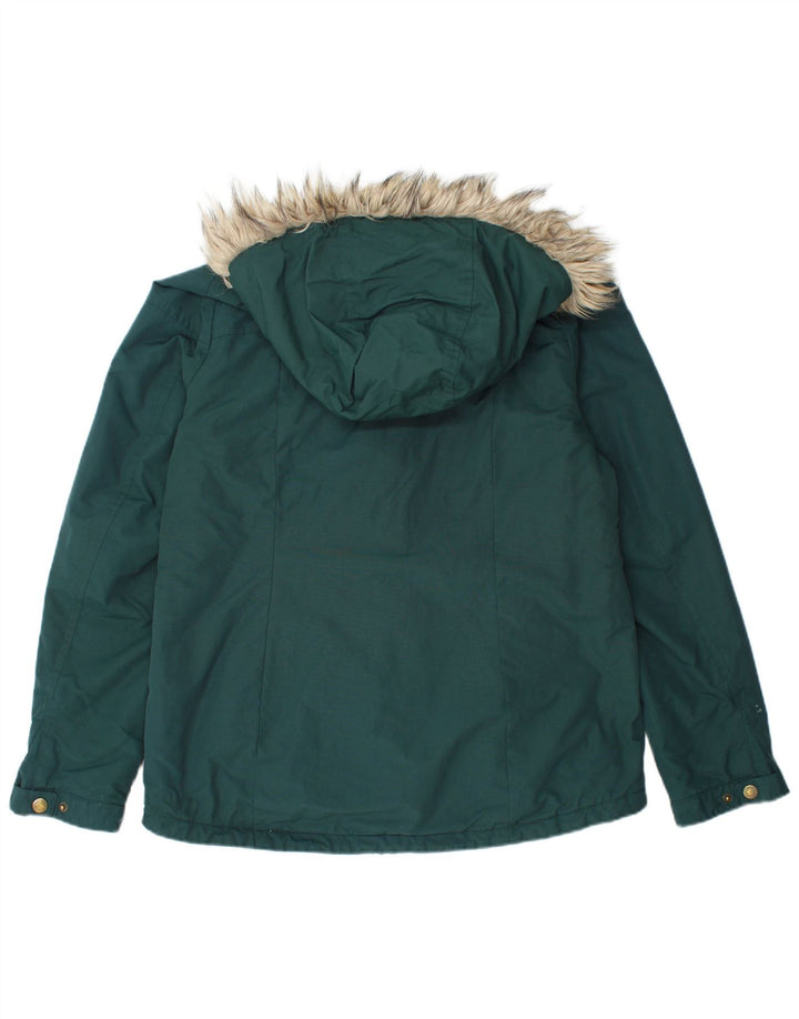 FAT FACE Womens Hooded Windbreaker Jacket UK 14 Large  Green Nylon