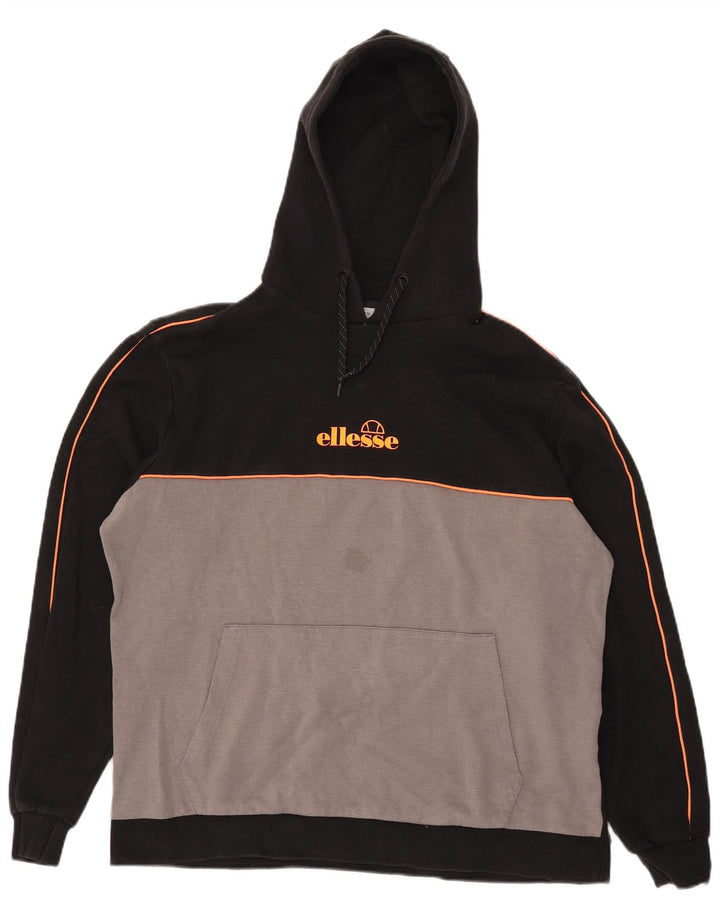 Ellesse Mens Hoodie Jumper Medium Black Colourblock Cotton