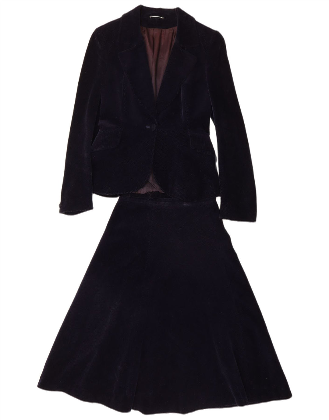 PIERRE D'ALBY Womens Corduroy 2 Piece Skirt Set UK 10 Small W24 Navy Blue