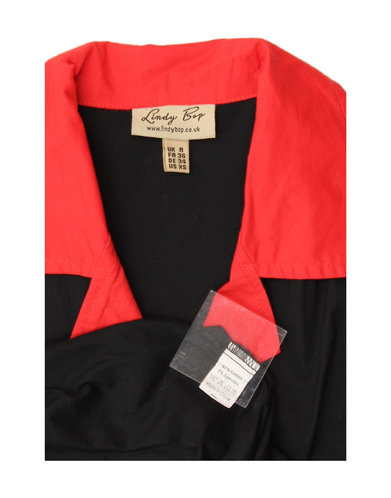 LINDY BOP Womens A-Line Dress UK 8 Small Black Colourblock Cotton Vintage Lindy bop and Second-Hand Lindy bop from Messina Hembry 