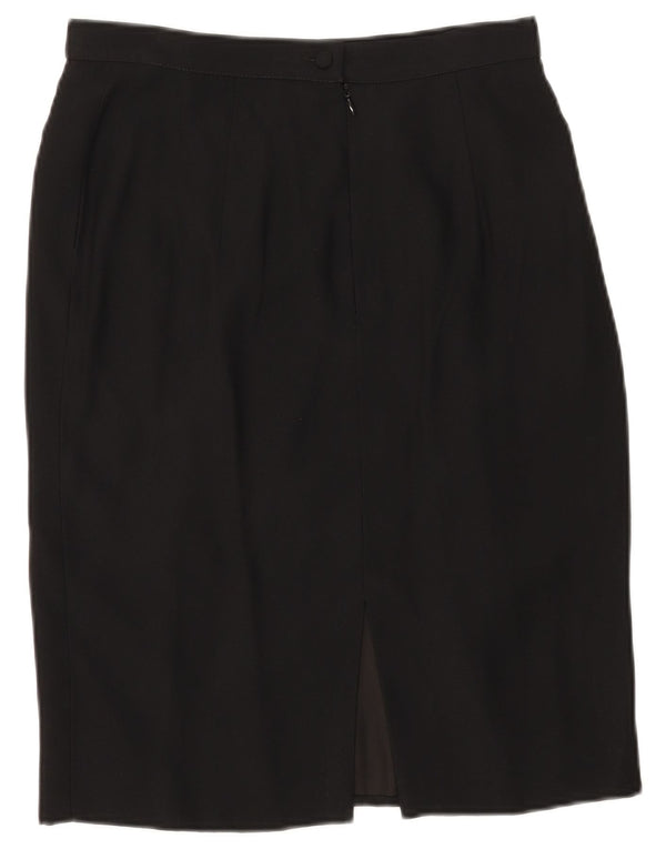 VINTAGE Womens High Waist Straight Skirt IT 46 Large W29 Black Acetate