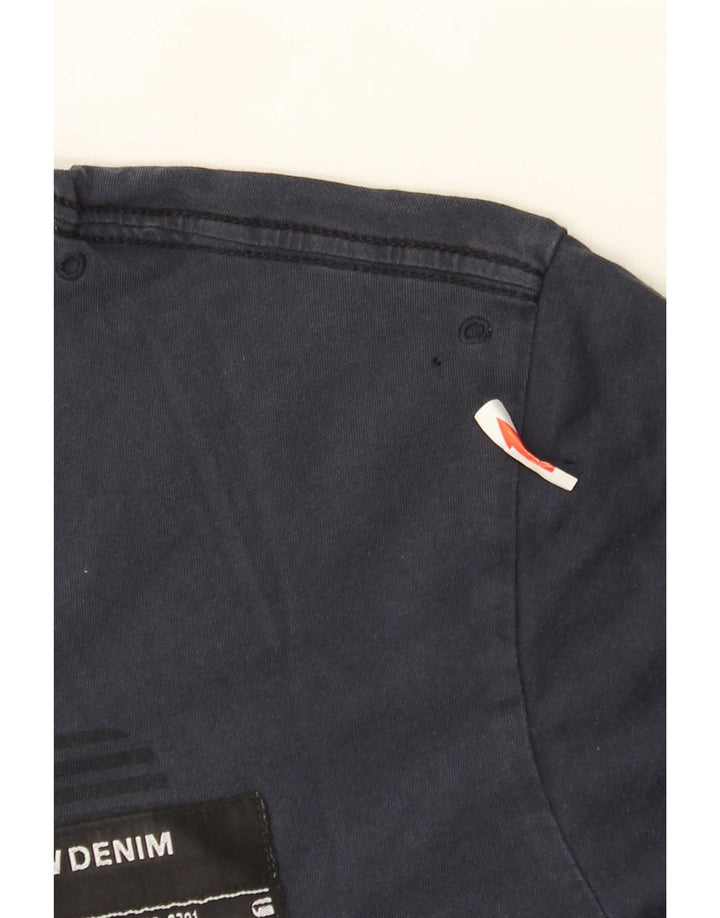 G-Star Mens Graphic T-Shirt Top Large Navy Blue Cotton