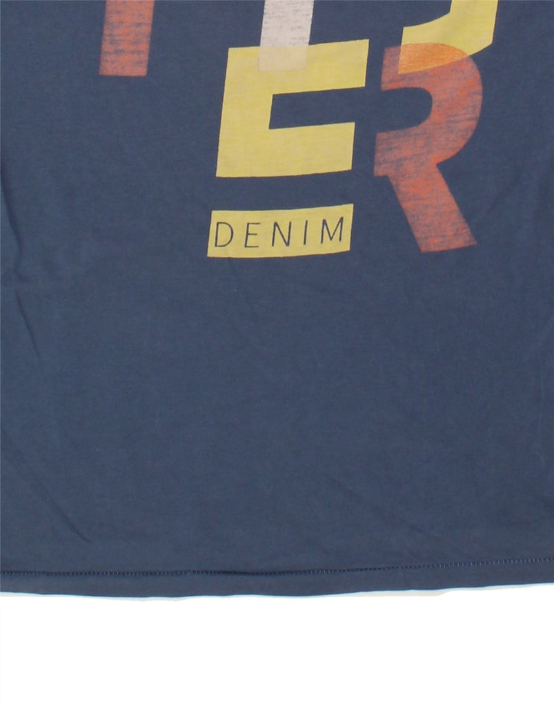 TOMMY HILFIGER Mens Graphic T-Shirt Top Large Blue Cotton | Vintage Tommy Hilfiger | Thrift | Second-Hand Tommy Hilfiger | Used Clothing | Messina Hembry 