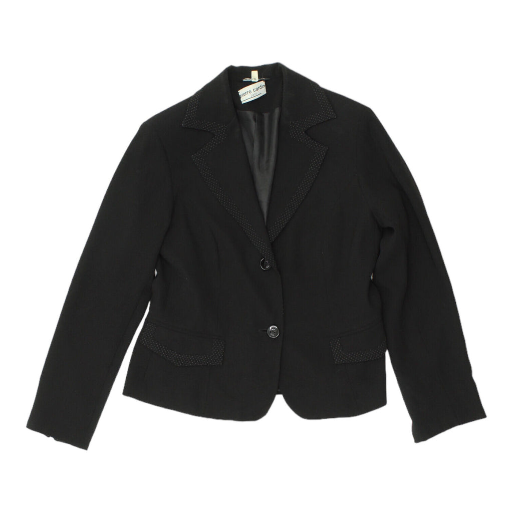 Pierre Cardin Womens Black Polyester Blazer Jacket | Vintage Designer Suit VTG | Vintage Messina Hembry | Thrift | Second-Hand Messina Hembry | Used Clothing | Messina Hembry 